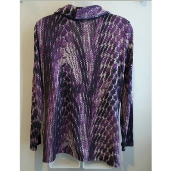 3/$20 Laura Cowl Neck Snake Print Knit Light Sweater Fall Pullover Purple Python - Picture 10 of 11